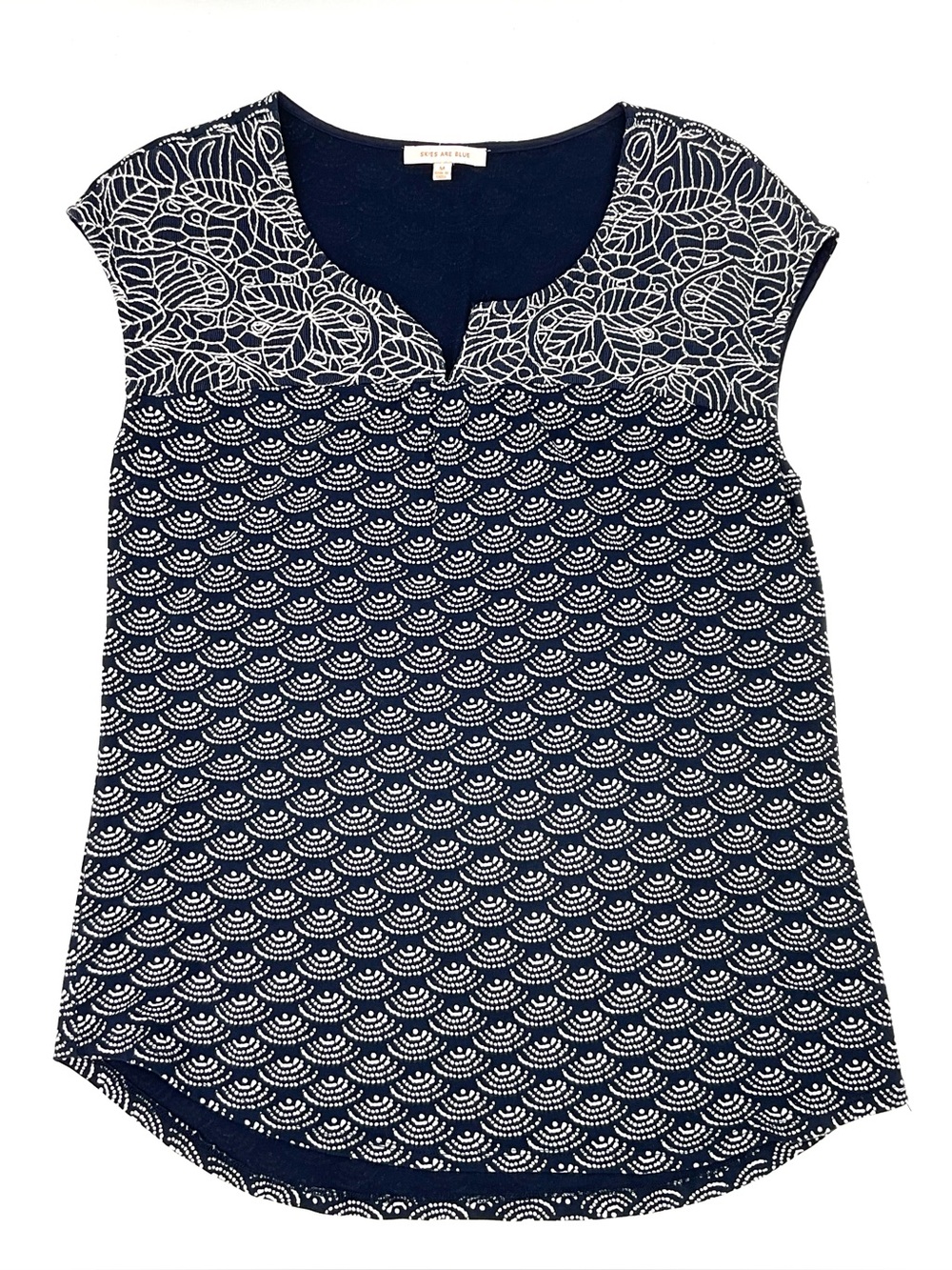 Skies Are Blue Navy and White Sleeveless Top